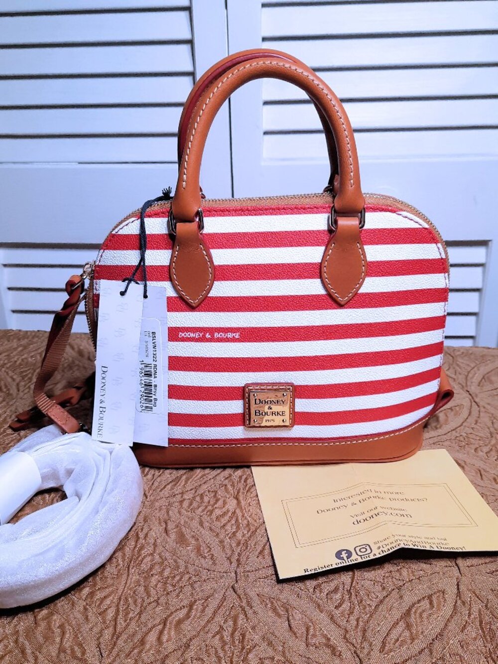 Dooney & Bourke Bitsy Bag NWT Dooney Bourke Red and White Striped Bitsy Bag